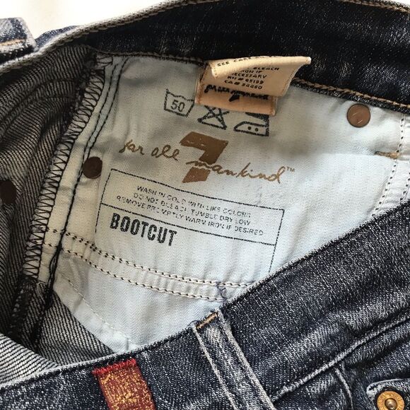 7 For All Mankind SFAM 27 Dark Wash Blue Jean Denim Mini Skirt Pockets USA Y2k - Picture 6 of 9